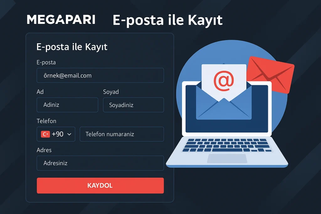 Megapari E-posta Kayıt Formu Ekranı