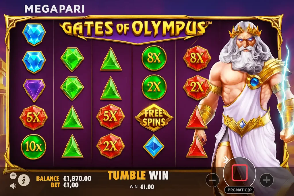Zeus temalı Gates of Olympus slot ekran görüntüsü