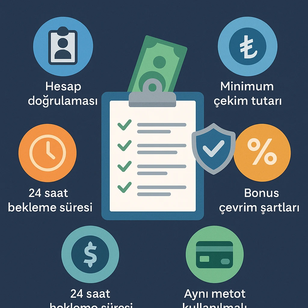 Megapari para çekme koşullarını gösteren infografik