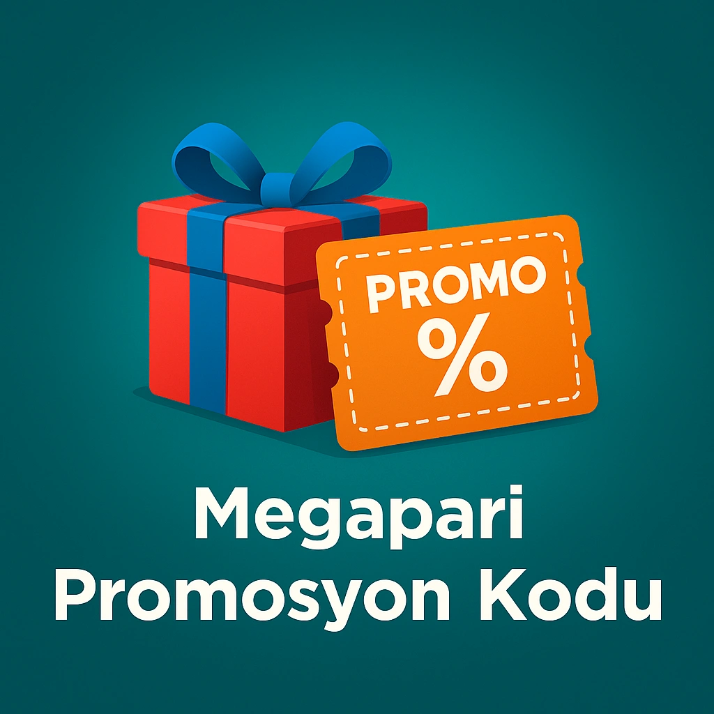 Megapari promosyon kodunu simgeleyen hediye kutusu ve kupon illüstrasyonu