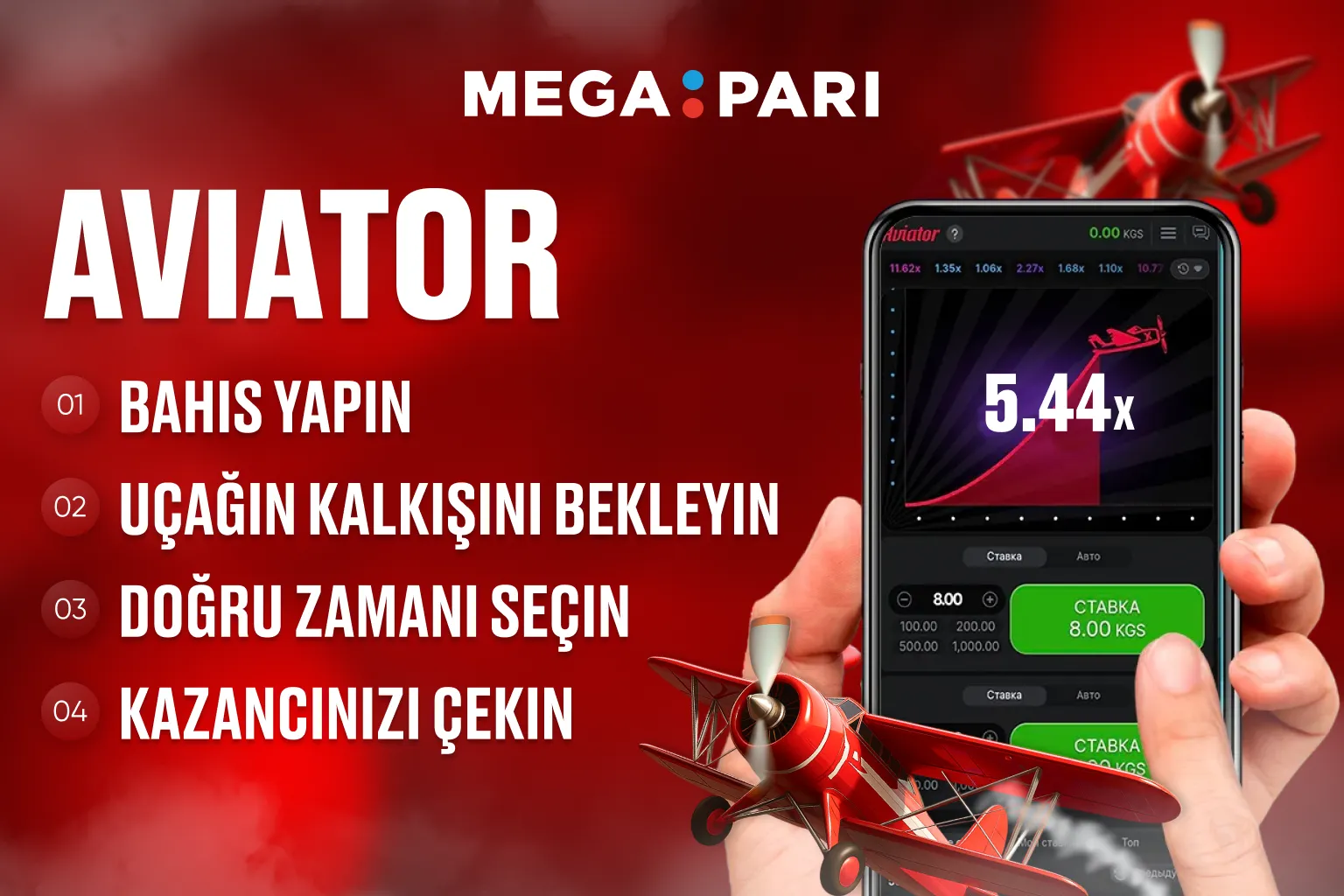 Megapari Aviator oyununun nasıl oynandığını anlatan görsel rehber