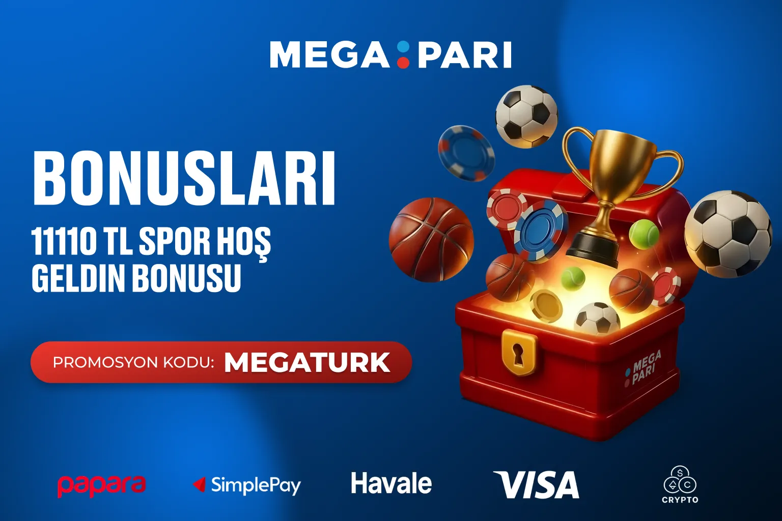 Megapari bonusları için altın hediye kutusu ve TL simgeli madeni paralar