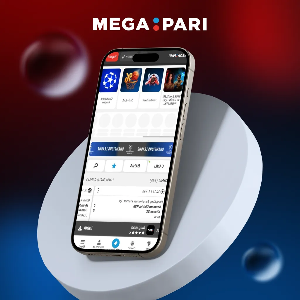 Megapari Mobil Site Ekranı Megapari mobil web sitesinin telefonda görüntülenen kullanıcı arayüzü