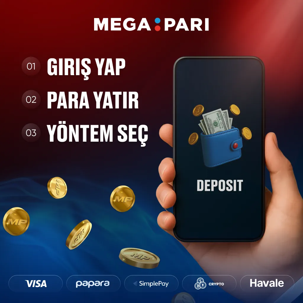 Megapari Para Yatırma Adımları Görsel Anlatım Megapari kullanıcı arayüzünde para yatırma sürecini simgeleyen dijital grafik, hızlı ve kolay işlemi temsil eder