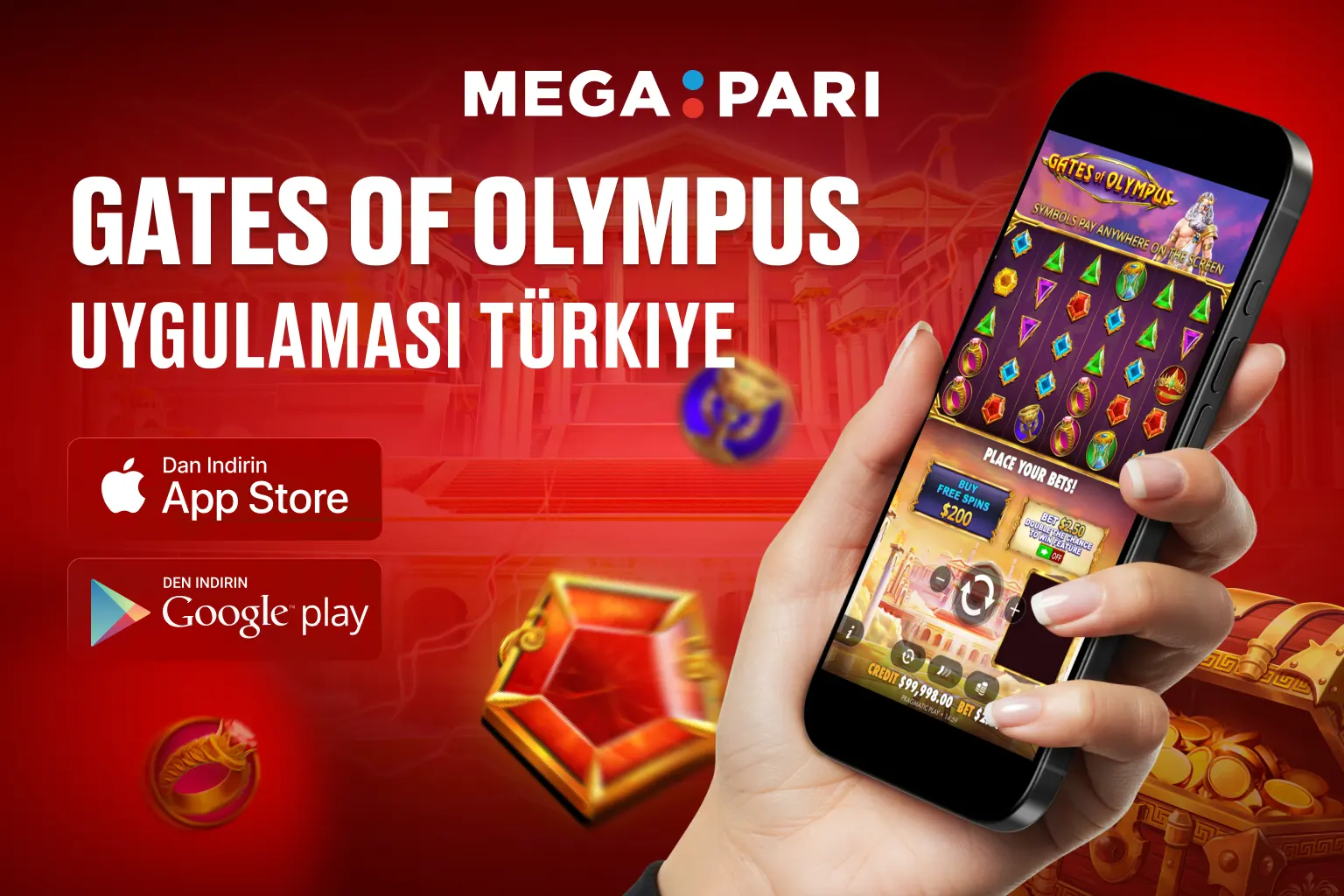 Gates of Olympus slot oyununu mobilde oynama keyfi Megapari app ile mümkün hale geliyor
