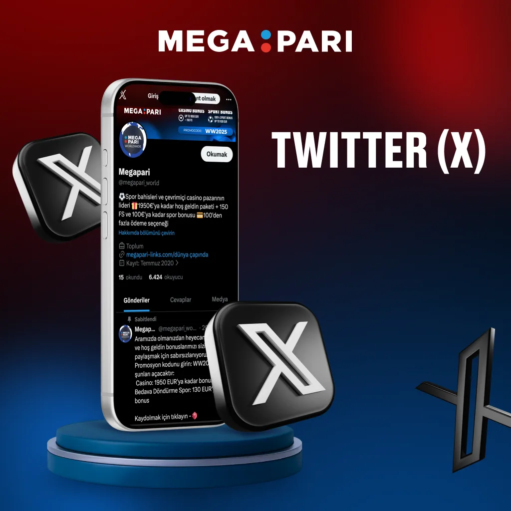 Resmi Megapari Twitter Hesabı Mavi tikli resmi Megapari Twitter profili ve doğrulama işaretleri